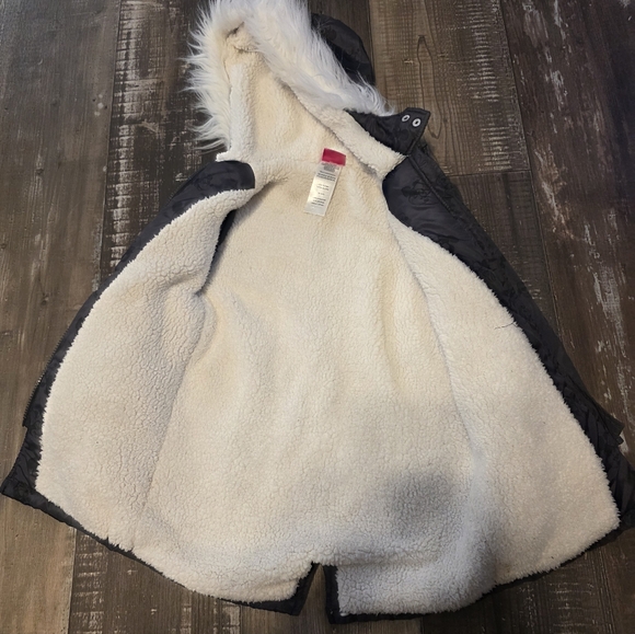 Disney Black Puffer Jacket with Faux Fur Hood - Picture 7 of 10